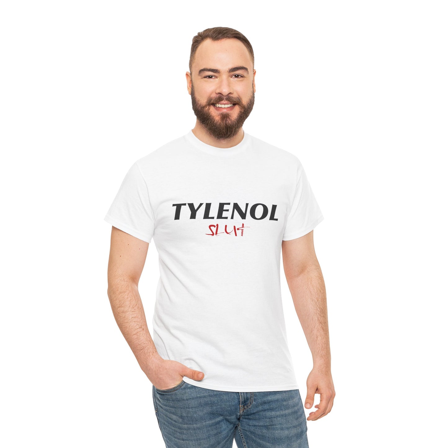 Humorous Unisex Heavy Cotton Tee - 'Tylenol SLUT' T-Shirt, Funny Gift, Casual Wear, Statement Shirt, Birthday Gift